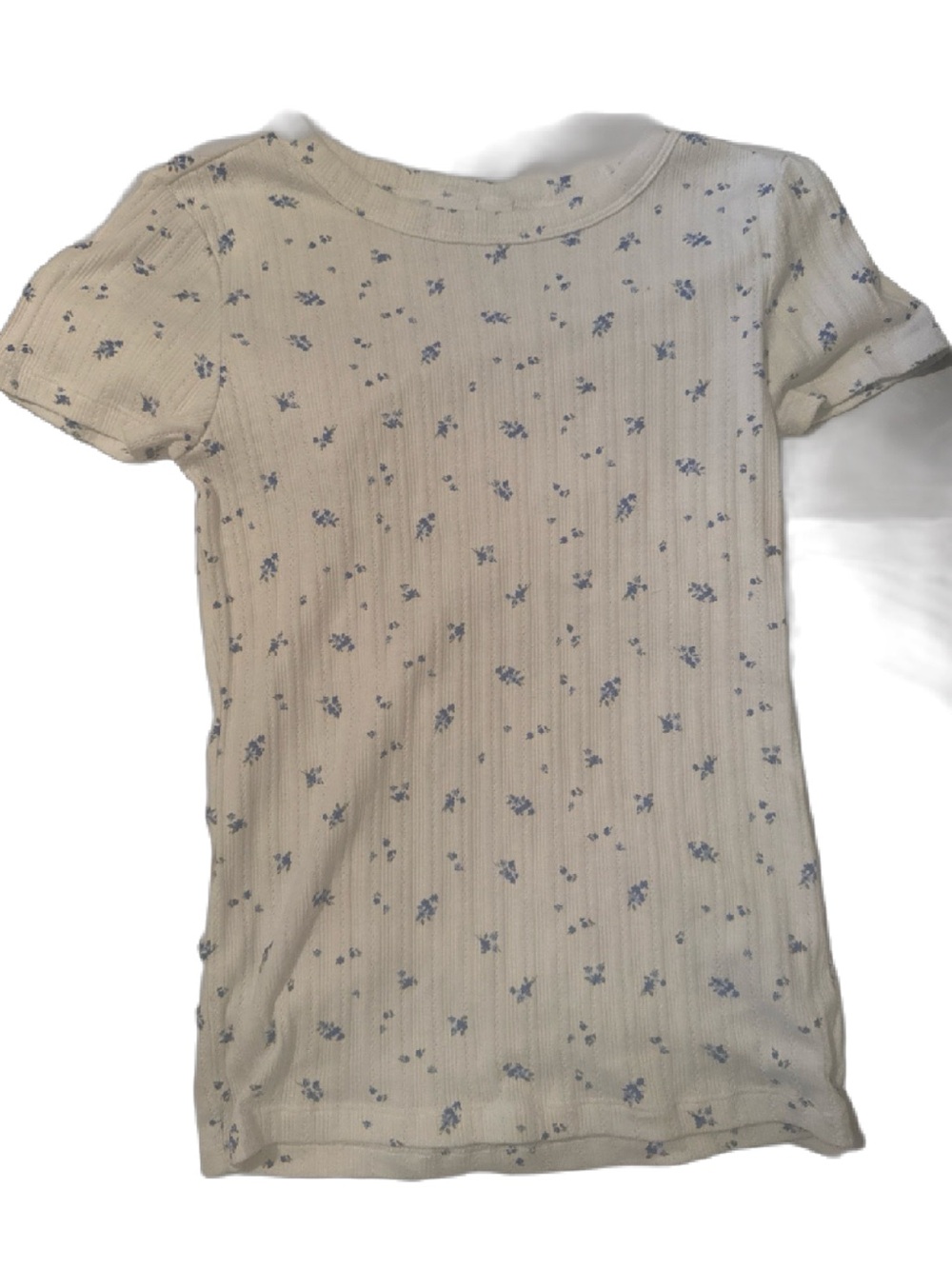 GAP Cream Short Sleeve Tee with Blue Floral Print